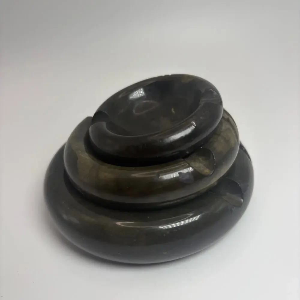 Rare Vtg Alabaster Nesting Set 3 Owl Ashtray/Candy Trinket Dish Made in Italy